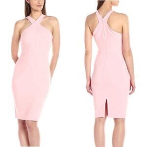 Likely carolyn dress criss cross halter pencil style in peony pink size 6